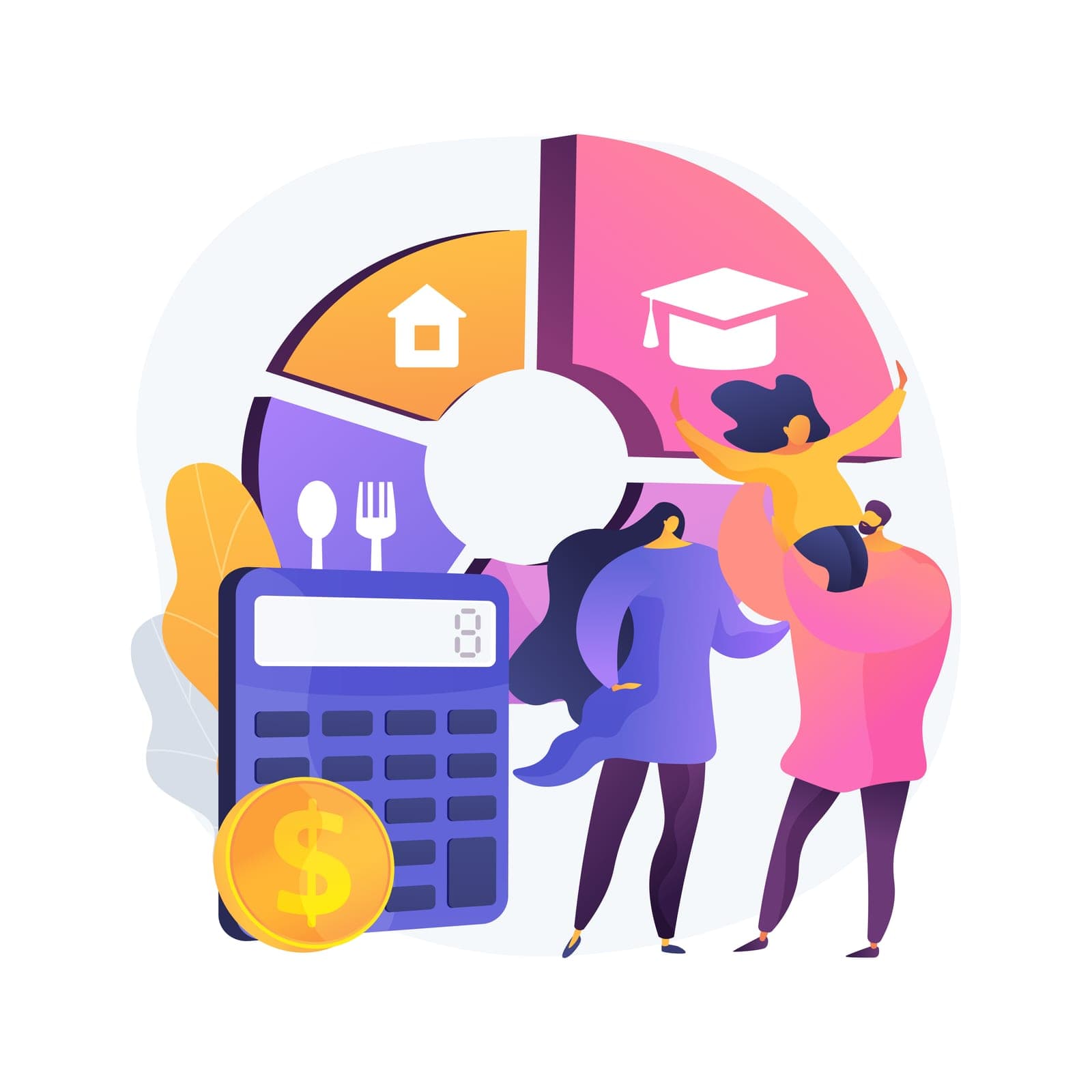 Family planning a monthly budget with spending categories