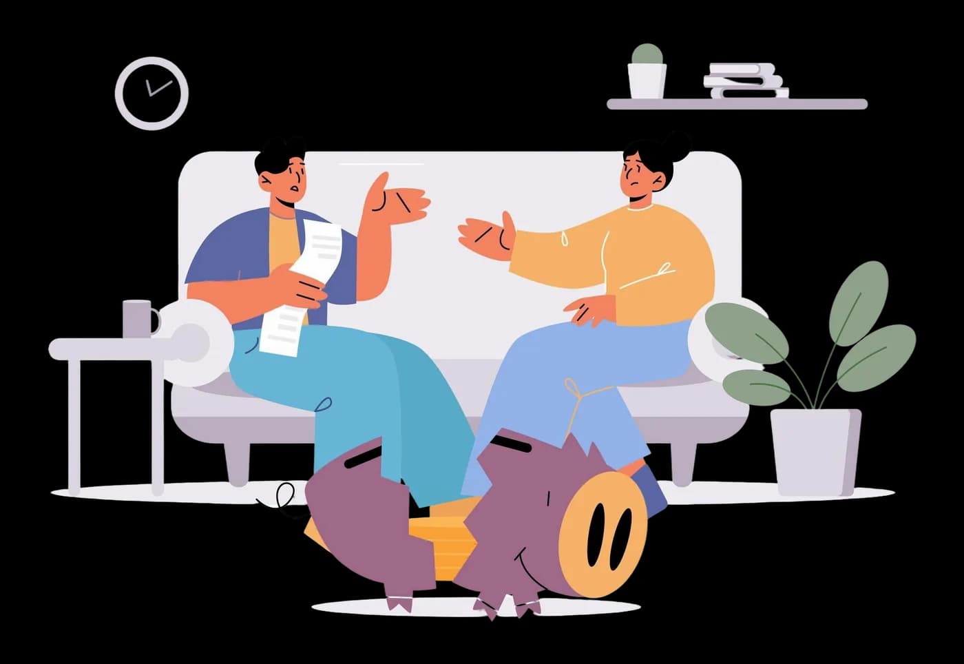 A couple discussing household bills before using BudgetYam